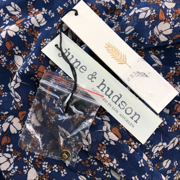 june & hudson Blue & Brown Floral Print Dress, NWT - Picture 7 of 9